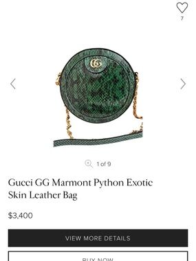 Gucci GV Marymount Python Exotic Skin Leather Bag
